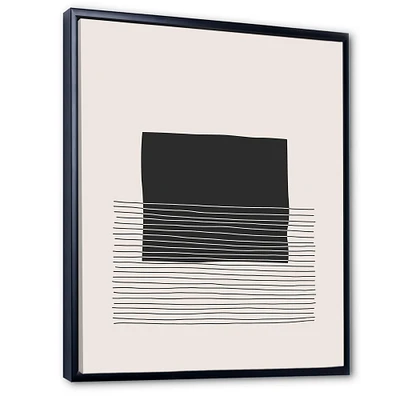 Designart - Minimal Geometric Lines And Squares VIII - Modern Canvas Wall Art Print in Black Frame