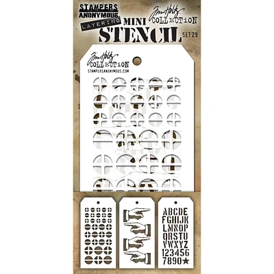 Stampers Anonymous Tim Holtz® Mini #29 Layering Stencil Set