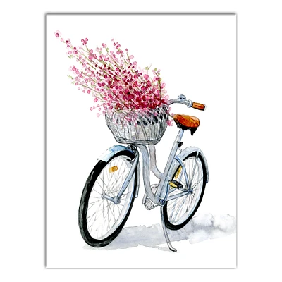 Bike with Flower Basket Canvas Wall Art