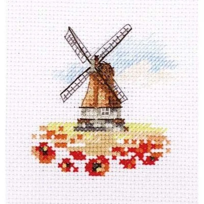 Alisa Windmill In A Poppy Field Cross Stitch Kit