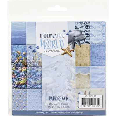 Find It Trading Amy Design Paper Pack 6"X6" 23/Pkg-Underwater World, Double-Sided