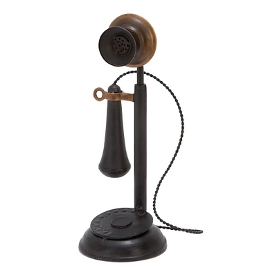 13" Antique Candlestick Phone Table Accent