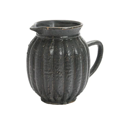 2.5qt. Matte Black Stoneware Fluted Pitcher