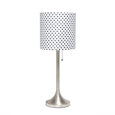 Simple Designs 21.5" Tapered Brushed Nickel Table Lamp with Fabric Drum Shade