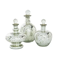 Silver Glass Vintage Decorative Jar Set