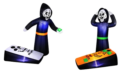 5ft. Inflatable Halloween Light Up Reapers Playing Corn Hole