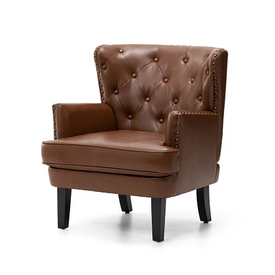 Glitzhome® Modern Leatherette Button-Tufted Accent Armchair