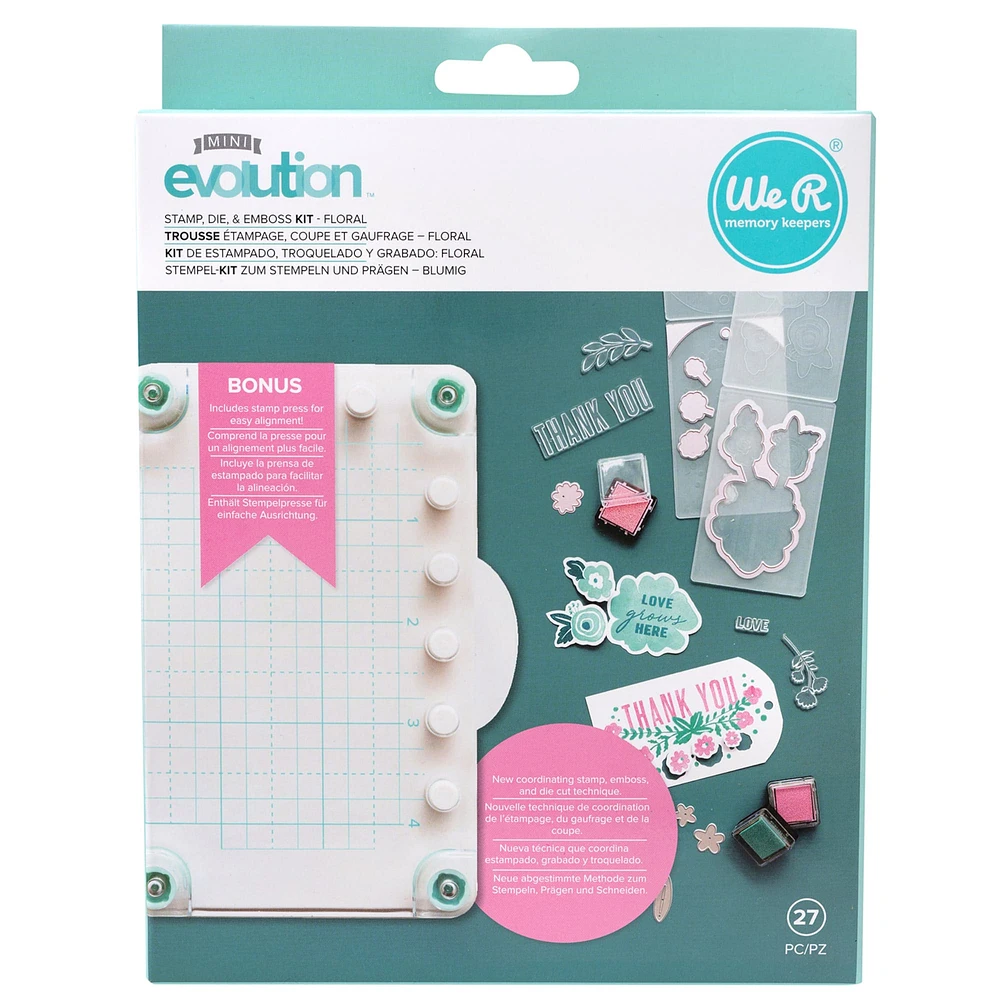 We R Memory Keepers® Mini Evolution™ Floral Stamp, Die & Emboss Kit