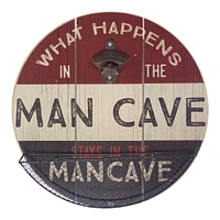 What Happens In The Man Cave Bottle Opener & Cap Catcher