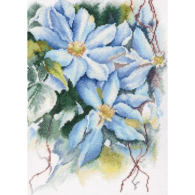 RTO Blue Clematis Cross Stitch Kit