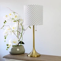 Simple Designs 21.5" Tapered Gold Table Lamp with Fabric Drum Shade