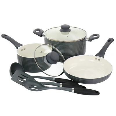 Oster Ridge Valley 8-Piece Gray Aluminum Nonstick Cookware Set