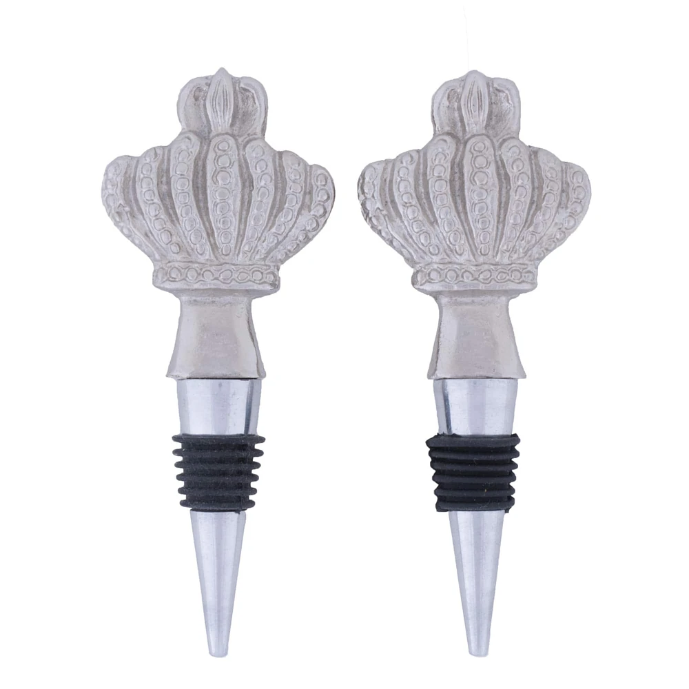 Silver Crown Bottle Stopper Set