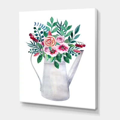 Designart - Bouquets of Flowers In Rustic Flowering Pot - Traditional Canvas Wall Art Print