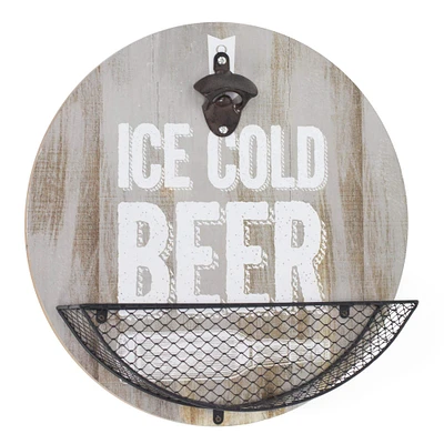American Art Décor™ Ice Cold Beer Bottle Opener & Cap Catcher Wall Décor