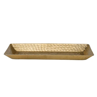 11.5" Gold Finish Decorative Hammered Aluminum Tray