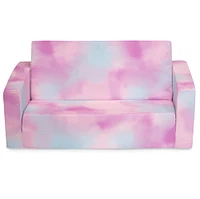 Delta Children 30" Pink Tie Dye Cozee Flip Out 2-in-1 Convertible Chair to Lounger