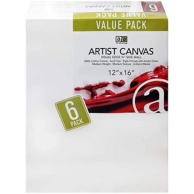 Art Advantage® 6 Pack 12" x 16" Visual Edge Value Pack Canvas