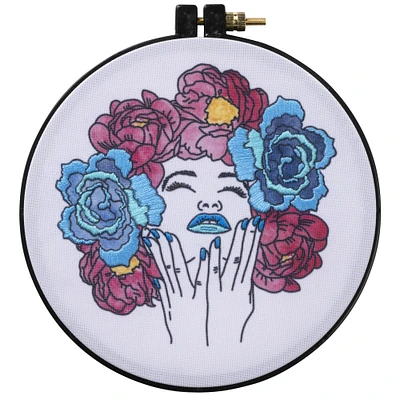 Bucilla® 6" Round Flower Power Stamped Embroidery Kit