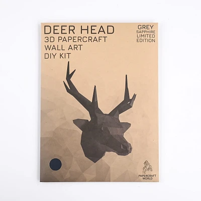 Papercraft World Gray Sapphire Limited Edition Deer Head 3D Papercraft Wall Art DIY Kit