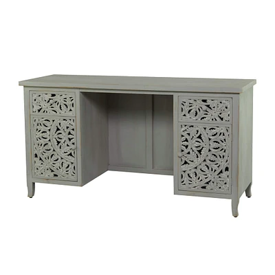 Grey Wood Traditional Desk 31" x 56" x 20"