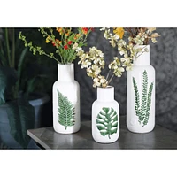 White Stoneware Coastal Style Vase Set