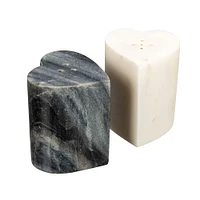 Heart-Shaped Marble Salt & Pepper Shakers Set