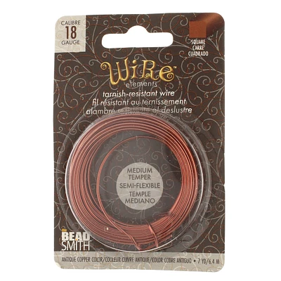 The Beadsmith® Wire Elements™ 18 Gauge Tarnish Resistant Medium Temper Square Wire