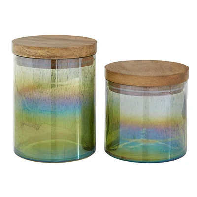 The Novogratz Rainbow Glass Coastal Decorative Jar Set