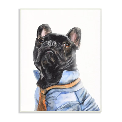 Stupell Industries French Bulldog Fashion Dog Pet Animal Watercolor Painting, 10" x 15"