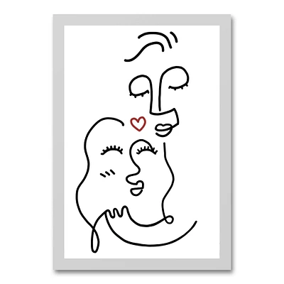 Drawn Love Faces White Framed Canvas