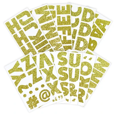 12 Pack: Gold Chunky Glitter Alphabet Stickers by Recollections™