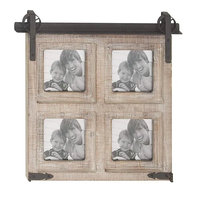 4 Opening Brown 5" x 5" Wood Farmhouse Frame