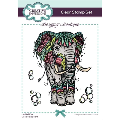Creative Expressions Designer Boutique Doodle Elephant Clear Stamp Set