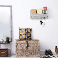 NEX™ Rustic White Wall Mounted Mail Holder & Organizer with 6 Key Hooks