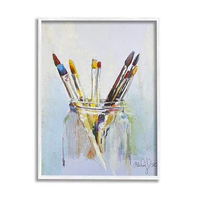 Stupell Industries Paintbrushes in Glass Jar Expressive Artist Tools Framed Wall Art