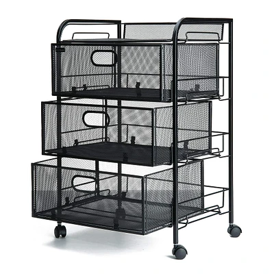 Mind Reader Black 4 Drawer Metal Rolling File Cart