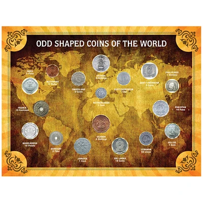 Odd Shaped Coins of the World Collection with Display