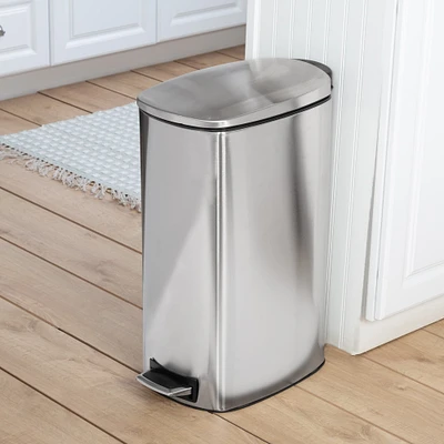 40L Tall Slim Stainless Steel Step Trash Can With Lid