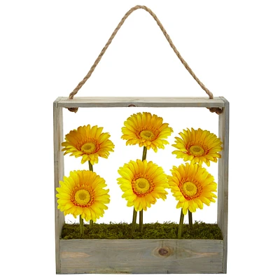 Gerbera Daisy Silk Garden in Wall Hanging Frame