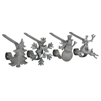 Original MantleClip® Pewter Assorted Holiday Icons Stocking Holders, 4ct.