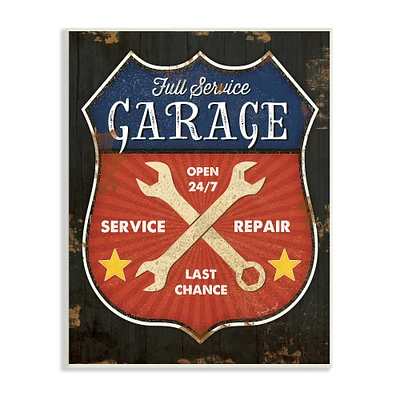 Stupell Industries Full Service Garage Sign Rustic Americana Highway Symbol Wall Plaque