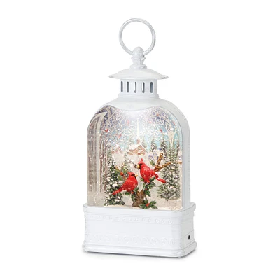 10.5" LED Cardinals Snow Globe Lantern