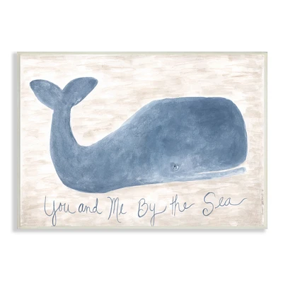 Stupell Industries You Me By Sea Quote Nautical Traditional Blue Whale Wall Plaque