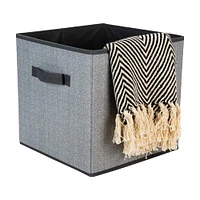 Simplify 12" Collapsible Herringbone Gray Storage Cube