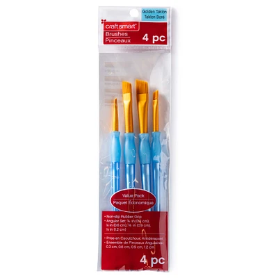 9 Packs: 4 ct. (36 total) Golden Taklon Angular Brush Set by Craft Smart®