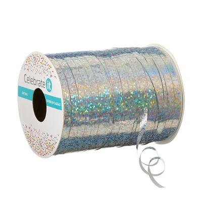 3/16" Holographic Silver Curling Ribbon by Celebrate It™