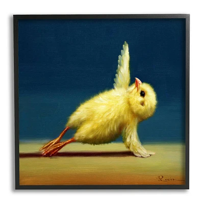 Stupell Industries Cute Yellow Chick Stretching Yoga Framed Giclee Art