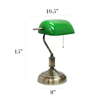 Simple Designs 15" Executive Banker's Desk Lamp with Glass Shade