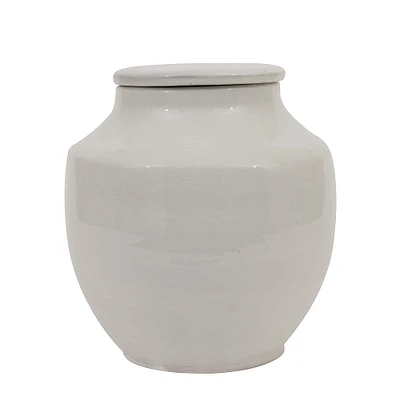 8.5'' White Terracotta Round Cachepot